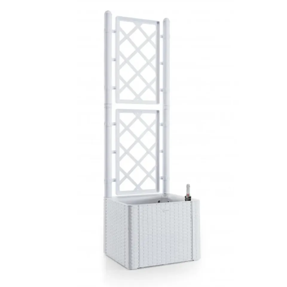 Kreher Rattan Spalier Pflanzkasten weiß schmal 34 L
