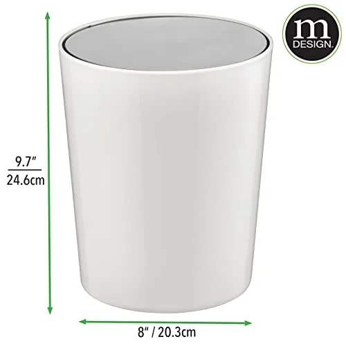 mDesign Swing Mülleimer Rund Stein Grau Schwingdeckel klein