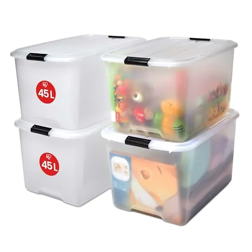 Iris Ohyama Top Box TB-45 Aufbewahrungsbox 45 L 4er-Set transparent