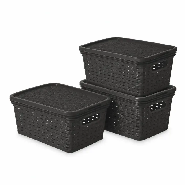 astor24 Premium Aufbewahrungsbox 3er Set 3 Liter Anthrazit